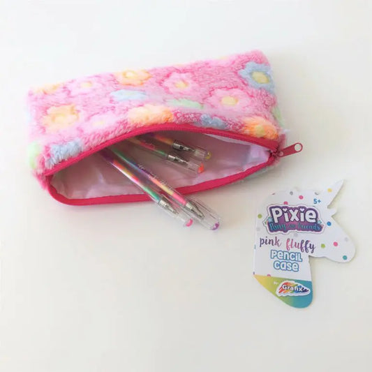 Pixie Pony pennfodral i plysch med blommor