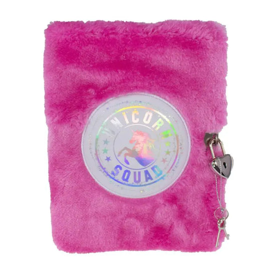 Unicorn dagbok i plysch med hänglås