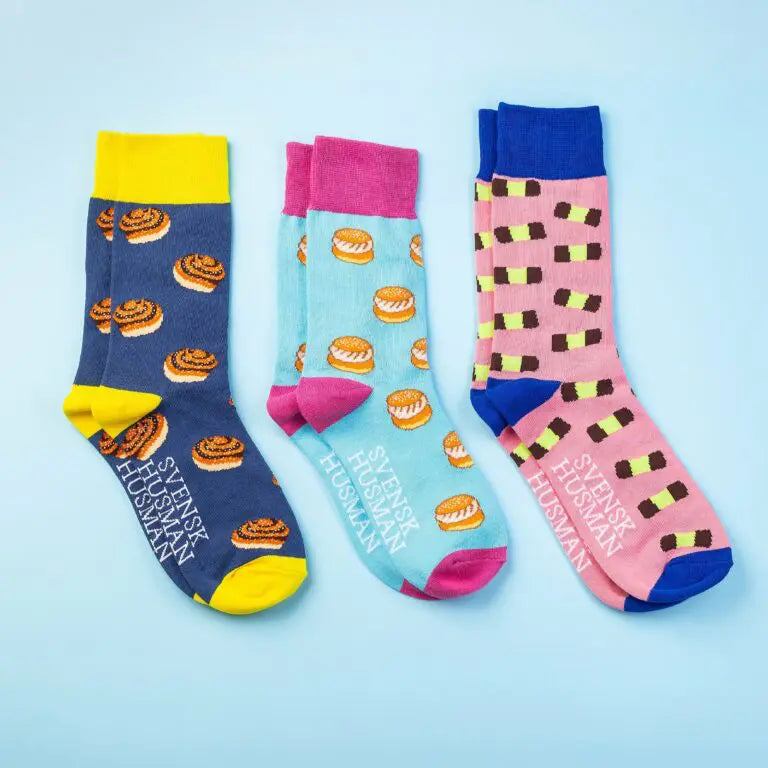 Svensk Husman Strumpor Fika Sox Box 3-pack