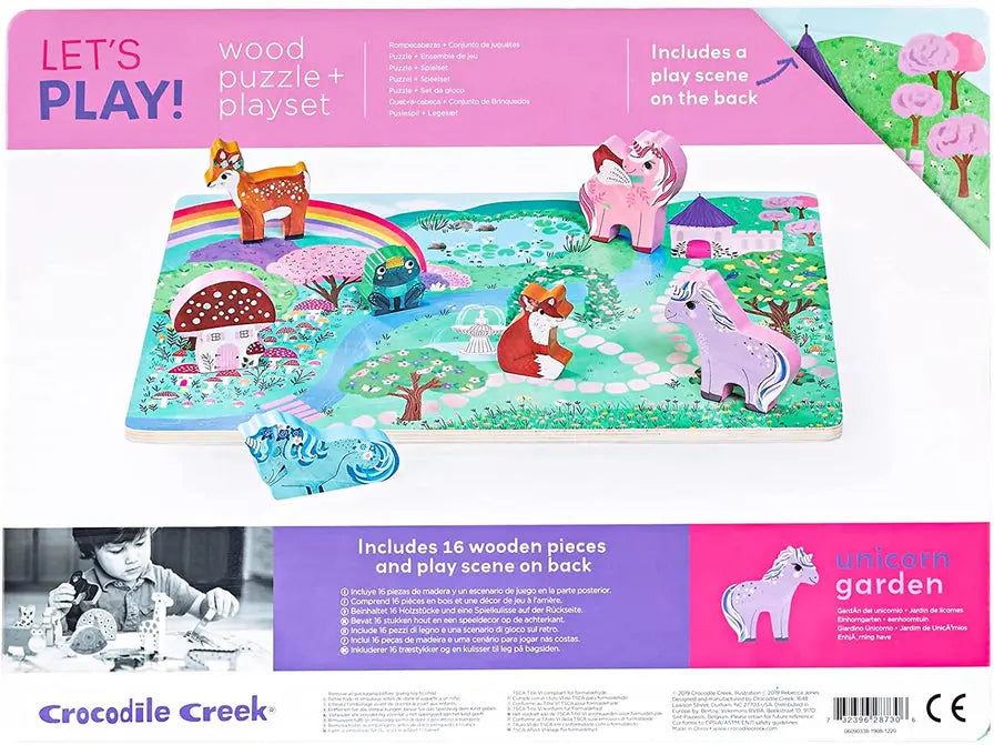 Crocodile Creek Träpussel Lekset med Stå-upp Unicorns 16 bitar