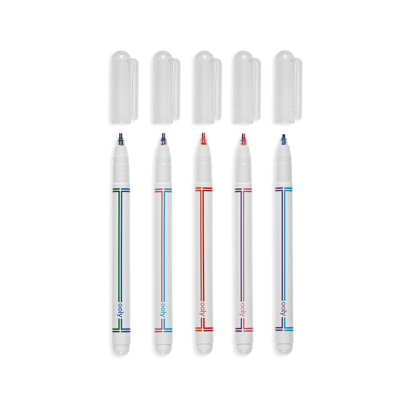 5-pack Tuschpennor Dubbelspets 2 olika Färgspetsar/Penna