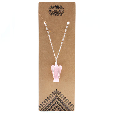 Kristaller Guardian Angel Pendant - Rose Quartz