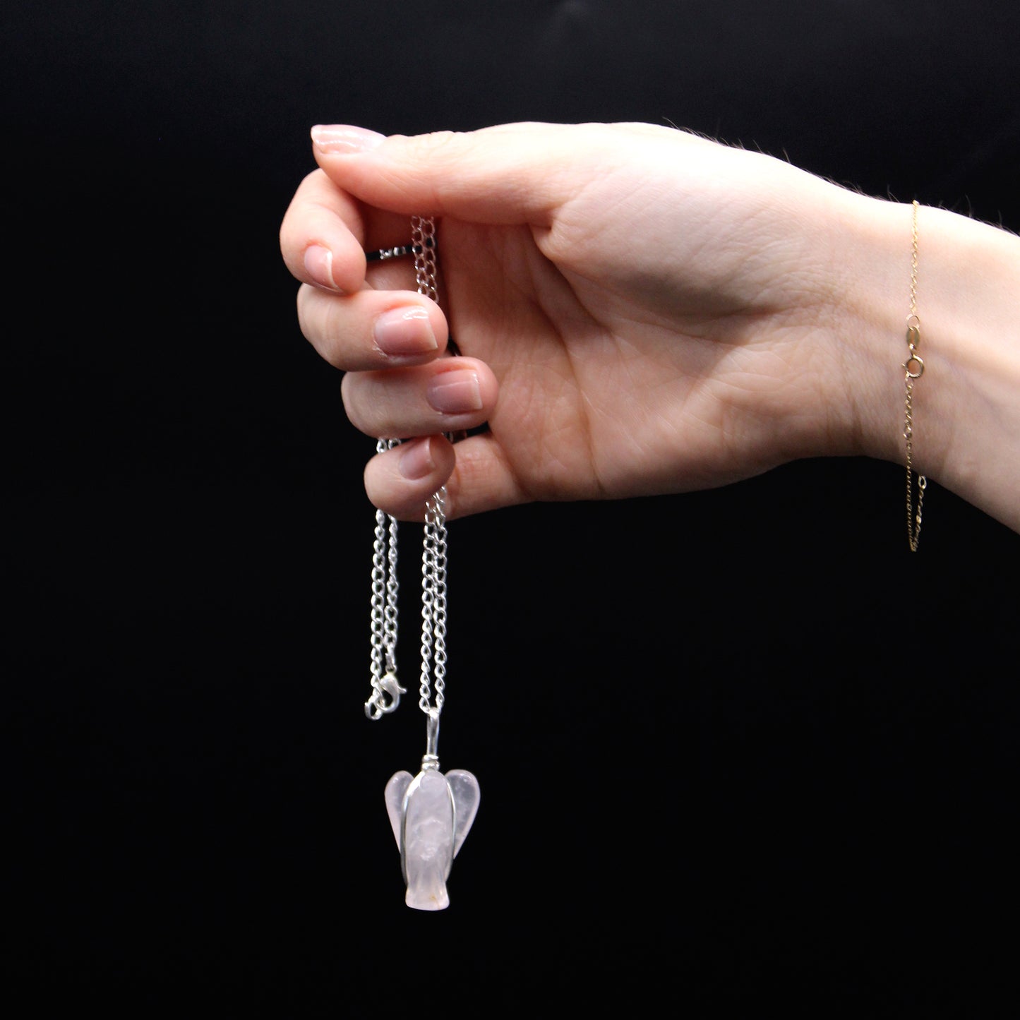 Kristaller Guardian Angel Pendant - Rose Quartz