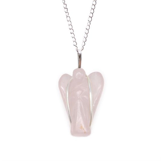 Kristaller Guardian Angel Pendant - Rose Quartz