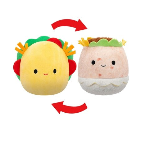 Squishmallows Flip A Mallows Official Kellytoy Tex Taco/Bernardo Burrito 13 cm