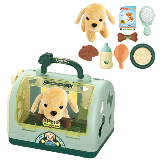 DOG IN CAGE WITH FOOD ACCESSORIES GREEN