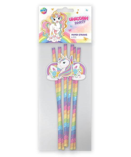 Sugrör Unicorn 19 cm 6-pack