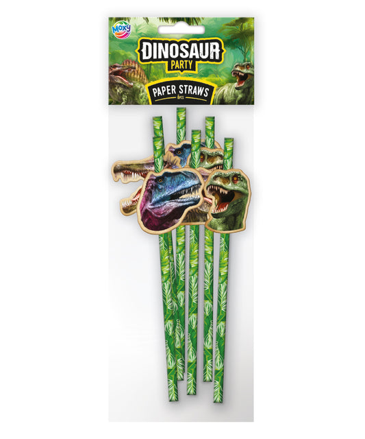 Straws Dino 19 cm 6-pack