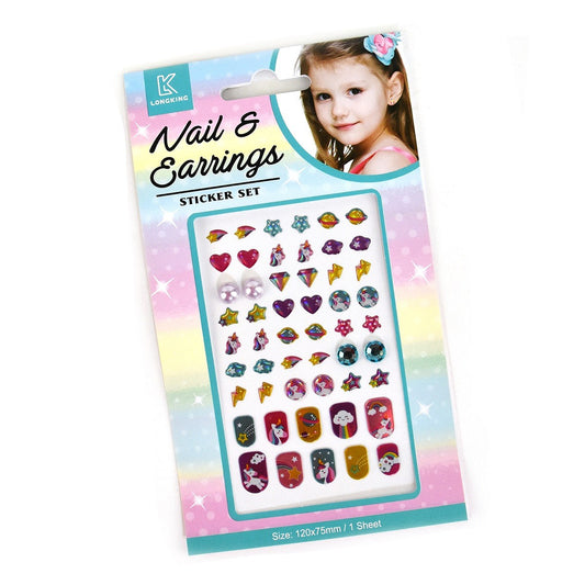 Sticker Earrings and Nail Stickers - Unicorns and Friends 52-pack