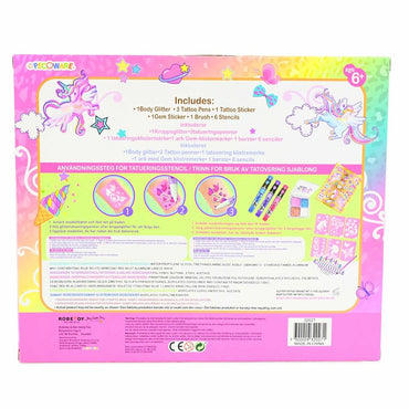 Barn tatuering set enhörning 12 Delar