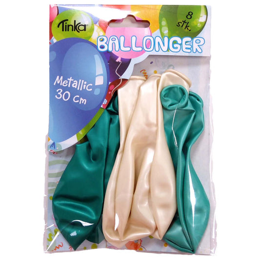 Ballonger 8-pack – Grön/Vit Metallic