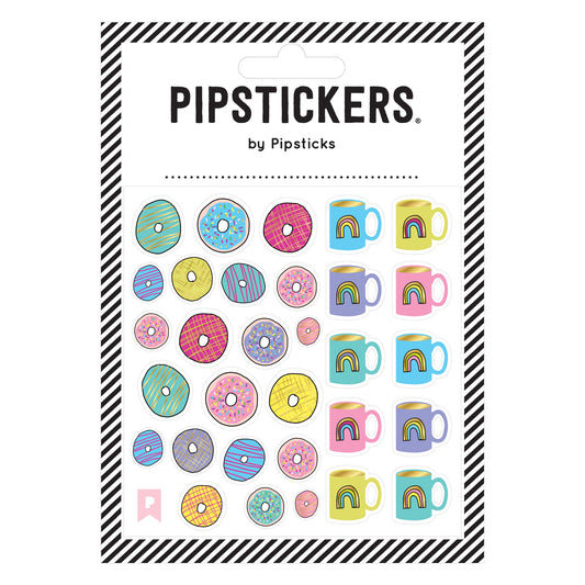 PIPSTICKERS Klistermärken Donuts & Cofee med Silverfolie