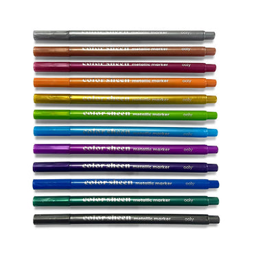 OOLY Color Sheen metalliska tuschpennor - set med 12