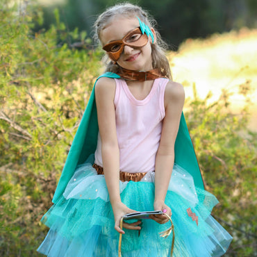 3-delat Set Superhjälte Kjol, Mantel & Ögonmask