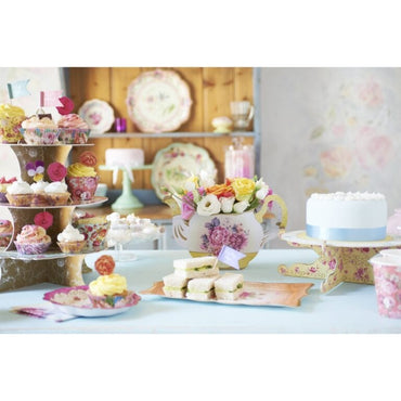 Kakfat 3 Våningar med 2 Mönster Vintage Blommönster