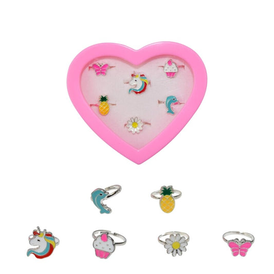 Låda med Silvringar 6 st.