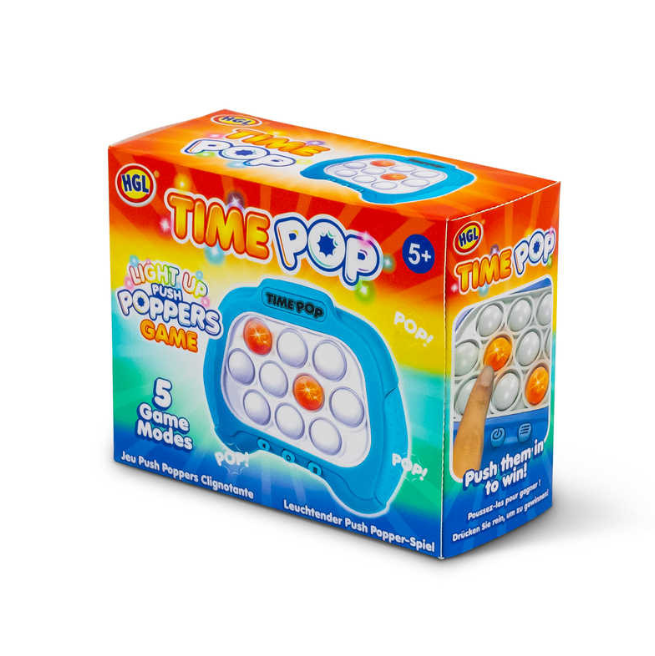 Time Pop Light Up Push Popper Game Blue/Orange/Rosa