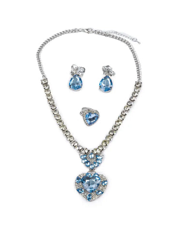 Blå silver smyckesset