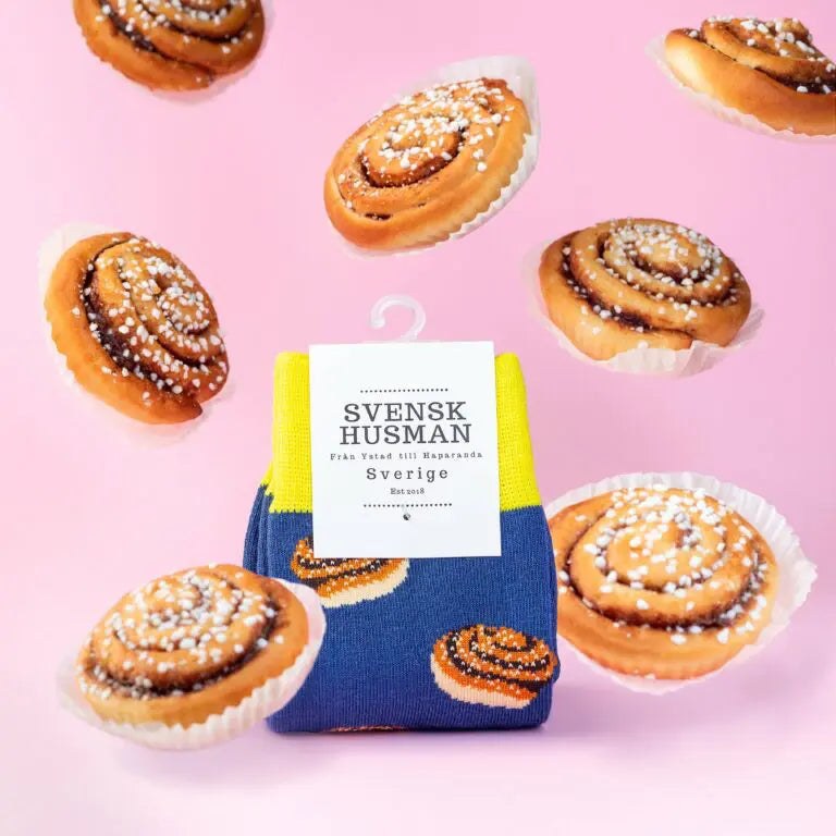 Svensk Husman Strumpor Fika Kanelbullen