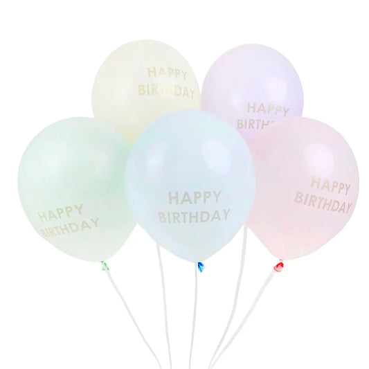 Ballonger 5-pack Happy Birthday Pastell