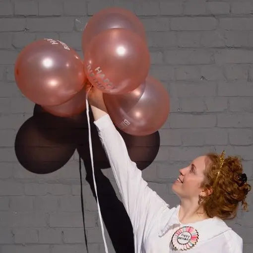 Ballonger 5-pack Happy Birthday Rosa Guld