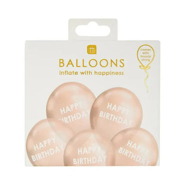 Ballonger 5-pack Happy Birthday Rosa Guld