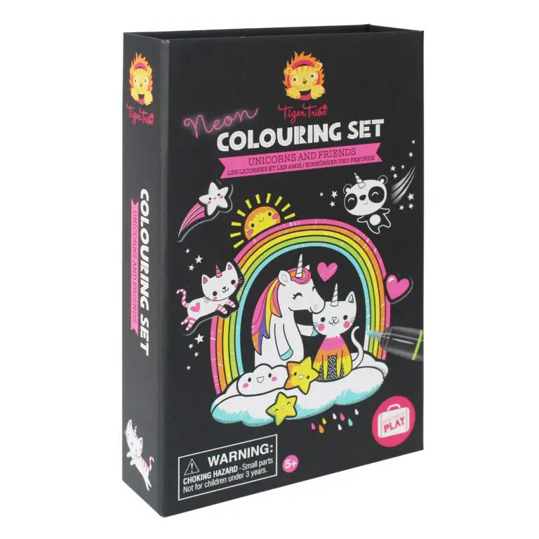 Tiger Tribe Målarbokset Neon med Stickers & Pennor - Unicorn & Vänner