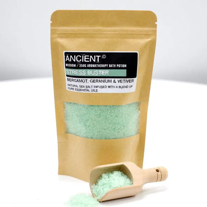 Badsalt Stress Buster Eterisk Olja Bergamott, Pelargon, Vetiver 350 gram