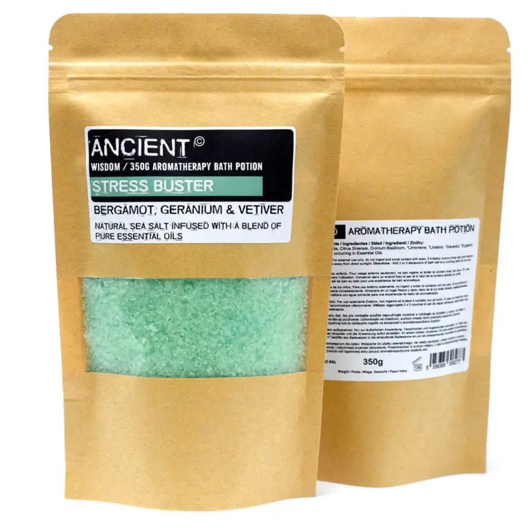 Badsalt Stress Buster Eterisk Olja Bergamott, Pelargon, Vetiver 350 gram