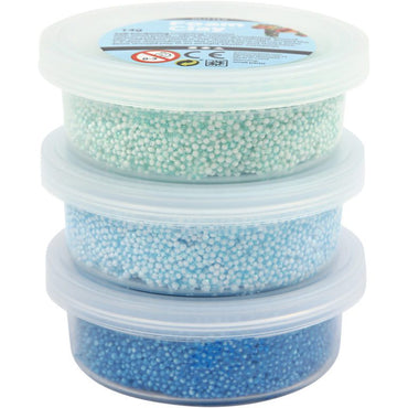 Modellera Foam Clay® Glitter Metallic Blå, Ljusblå, Grön 3×14 g