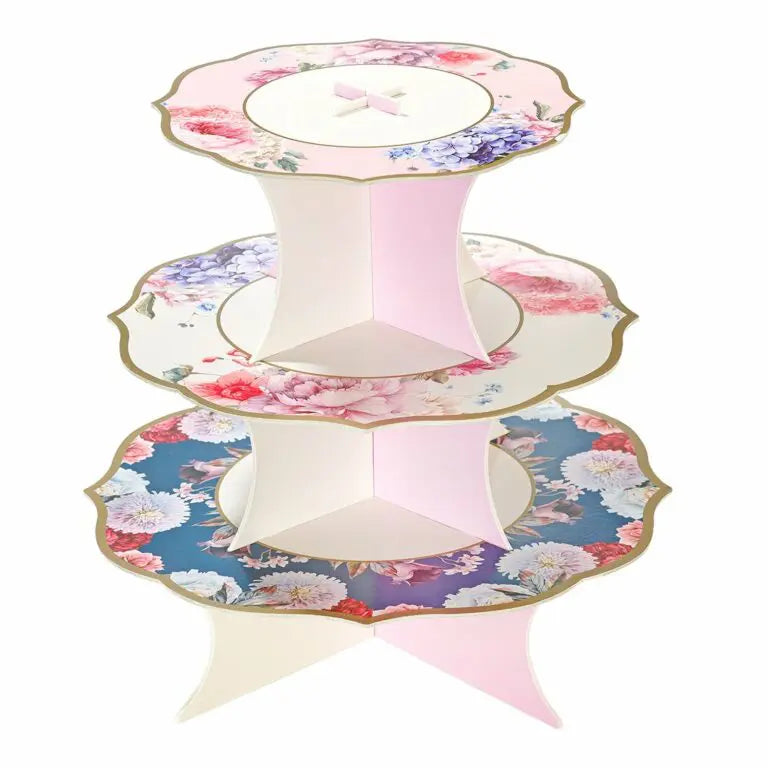 Truly Scrumptious 3-vånings kakfat med blommor