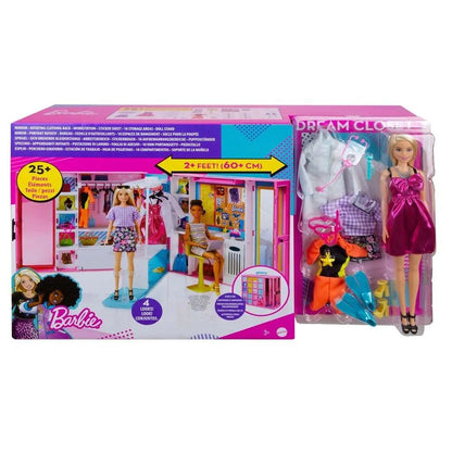 Barbie Fashionistas Docka + STOR Garderob med 25 tillbehör, 60x30 cm