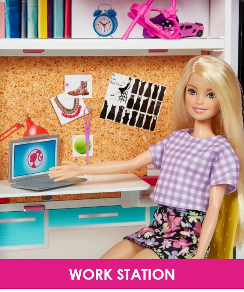 Barbie Fashionistas Docka + STOR Garderob med 25 tillbehör, 60x30 cm