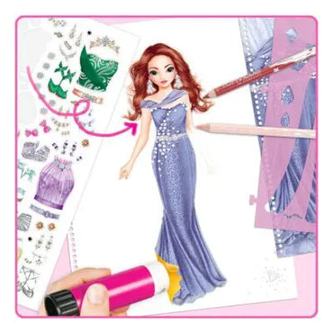 TOPModel Spiralbunden Målarbok Styla med Stickers Glamour