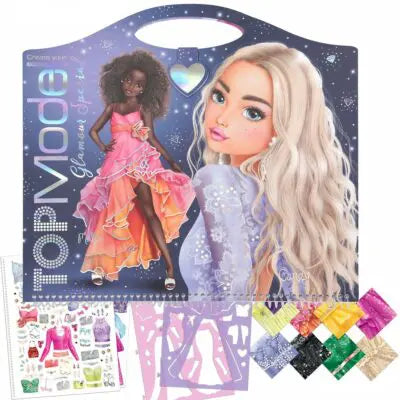 TOPModel Spiralbunden Målarbok Styla med Stickers Glamour