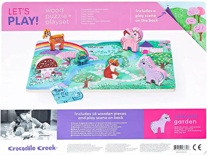 Crocodile Creek Träpussel Lekset med Stå-upp Unicorns 16 bitar