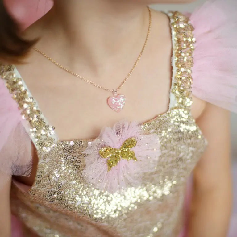 glitterhjärta halsband
