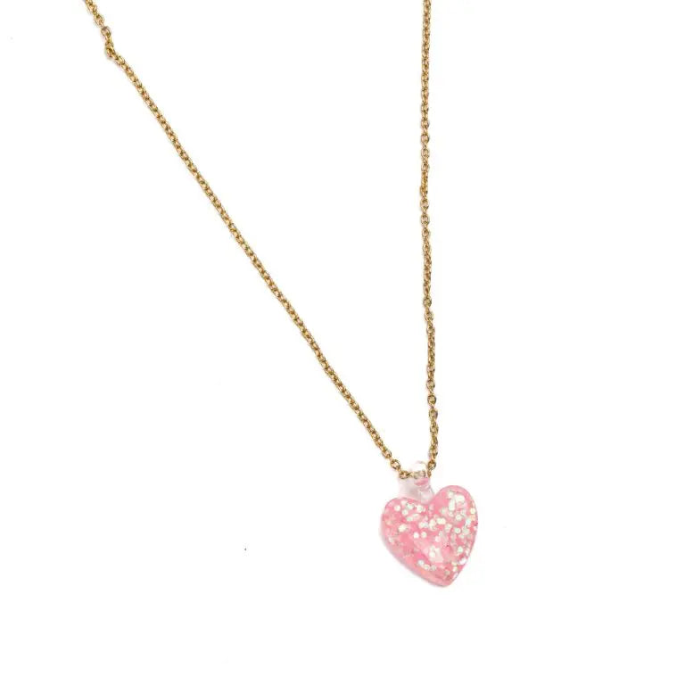 glitterhjärta halsband