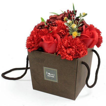 Tvålblommor Bukett - Red Rose & Carnation
