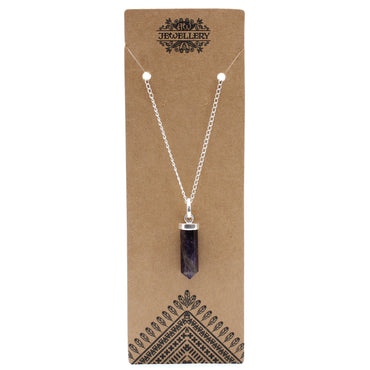 Pendant Amethyst Crystal Tip Bullet Silver Color