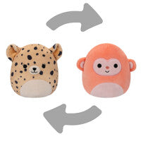 Squishmallows Flip A Mallows Official Kellytoy Lexie the Cheetah/Elton the Monkey