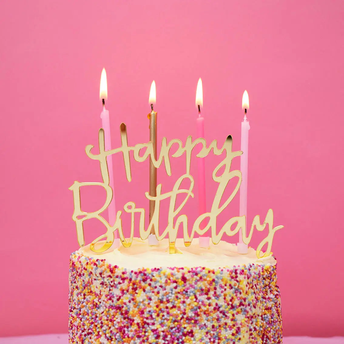 Cake Topper Happy Birthday Guld