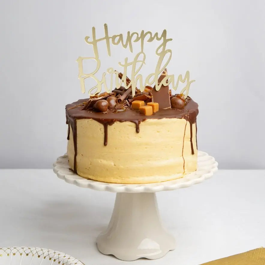 Cake Topper Happy Birthday Guld