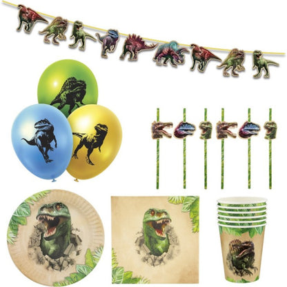 Dinosaurie födelsedags Kalaspaket för 6-pers