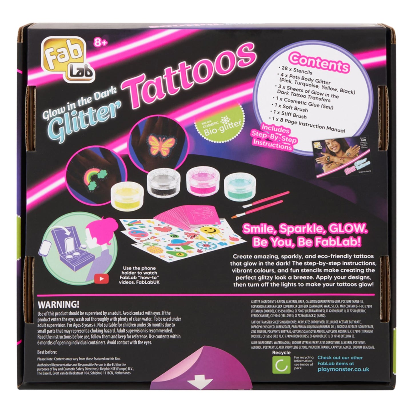 FabLab Glow in the dark -Glitter Tattoos