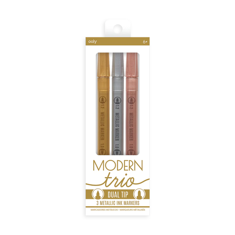 Modern Trio Dual Tip Metallic Markers – Set of 3