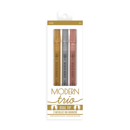 Modern Trio Dual Tip Metallic Markers – Set of 3