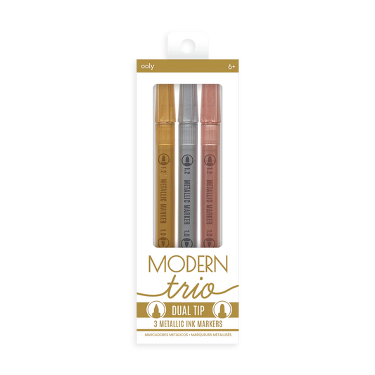 Modern Trio Dual Tip Metallic Markers – Set of 3