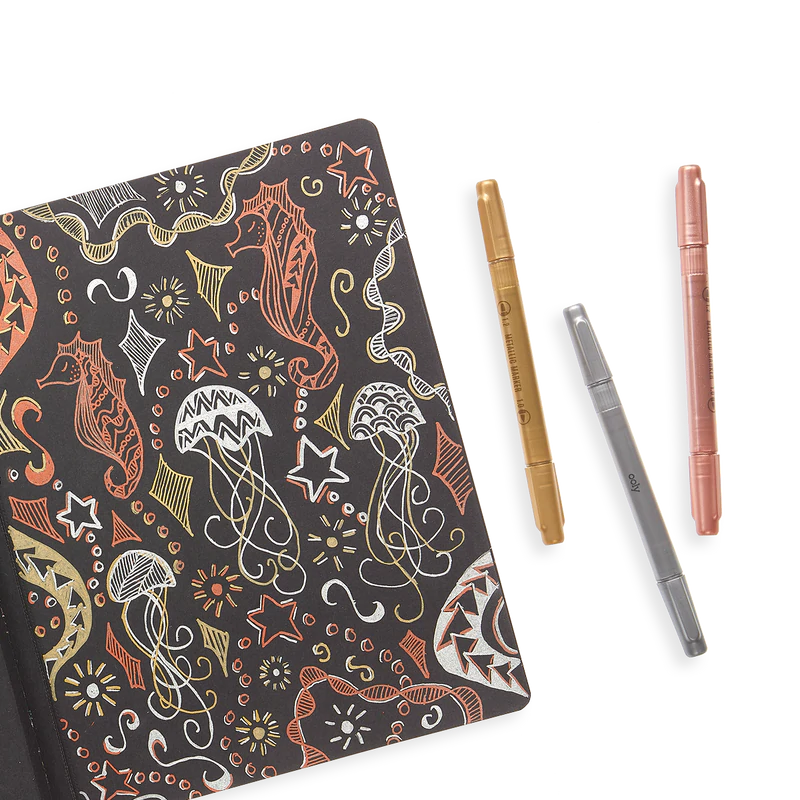 Modern Trio Dual Tip Metallic Markers – Set of 3