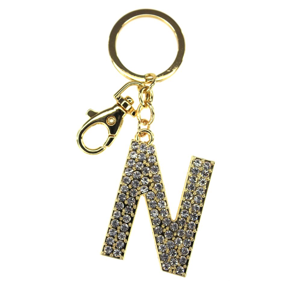 Tinka Nyckelring med Karbinhake Bokstav med Bling